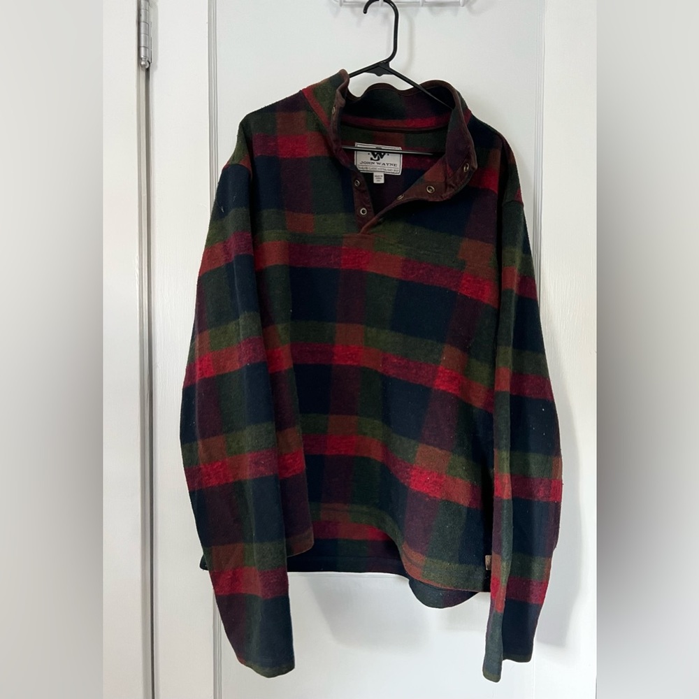 Mens 2XL 1/4 button down pullover Flannel Jacket